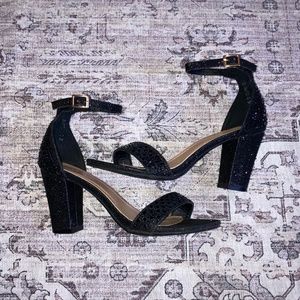 black sparkling heels